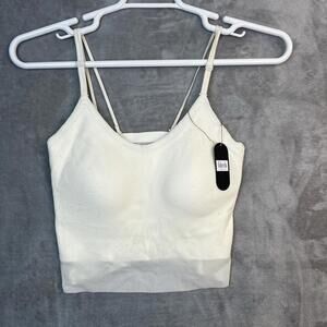 Falorda Open Chic Womens Wireless Bra Size Medium Cream Sparkles Cami Tank Soft